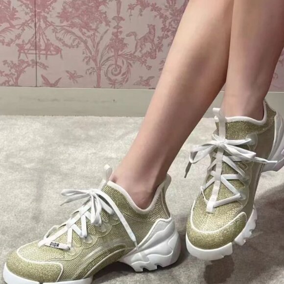 NIB Dior Gold Mesh and Rubber D-Connect Sneakers Size 41 - Picture 1 of 6